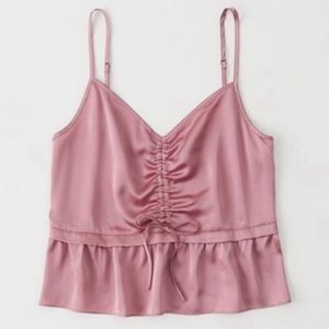 Abercrombie & Fitch satin rose pink top